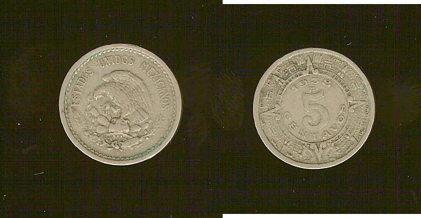 Mexique 5 centavos 1938 TTB